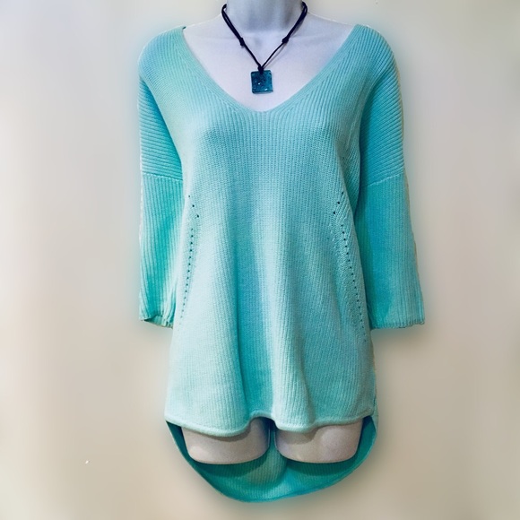 Express Sweaters - Express Pretty Aqua Blue Hi-Lo Layering Sweater